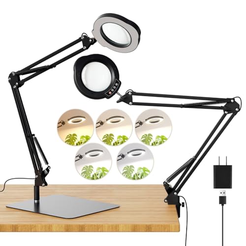 Bamgoten 15X Magnifying Glass with LED Light and Stand