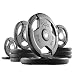 XMark Premium Quality Rubber Coated Tri-Grip Olympic Plate Weights - 155 lb. Set