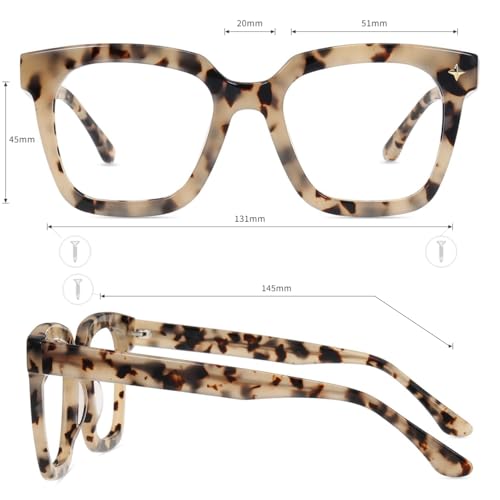 Image of Firmoo Oversized Blue Light Glasses for Women Men Large Frame Anti Eyestrain & UV Protection Computer Gaming Blue Blocker Eyeglasses(Pattern)