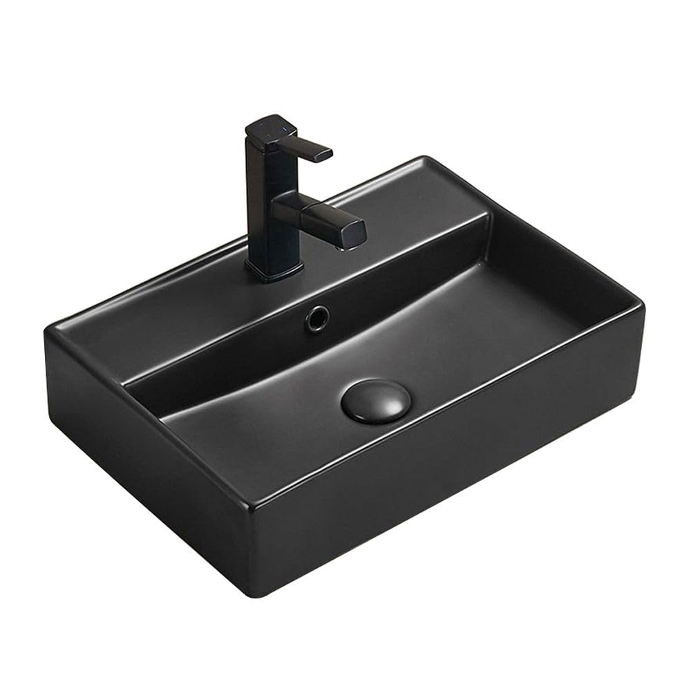 Milano Graphite Elements Rectangular Wall Hung 1 Tap Hole Bathroom Basin Sink - 500Mm X 350Mm