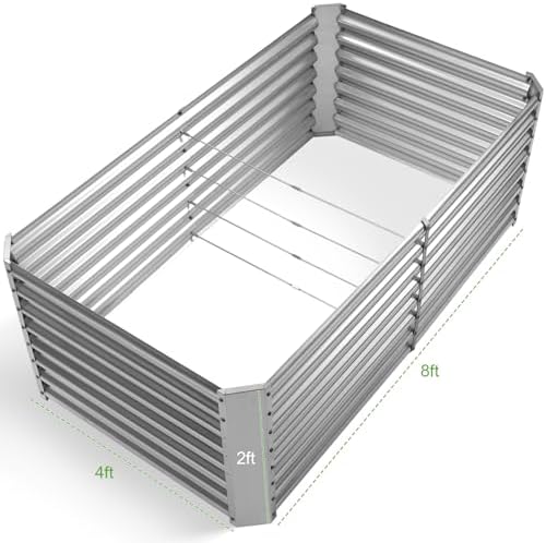 Land Guard 8×4×2 ft Galvanized Raised Garden Bed Kit, Galvanized Planter Raised Garden Boxes Outdoor, Large Metal Raised Garden Beds for Vegetables……