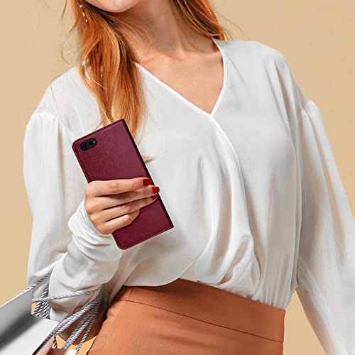 Xcasebar For Iphone 6 Plus/6S Plus 5.5" Wallet Case With【Rfid Blocking】 Credit Card Holder,Flip Folio Book Pu Leather Phone Case Shockproof Protective Cover Women Men For Apple6Plus Case Wine Red #TOP1