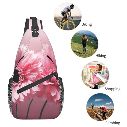 Mochila cruzada floral rosa para hombre y mujer miniatura 6