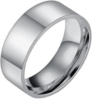Unisex Stainless Steel Minimalist Polished Finish Pipe Cut Flat Dome Wedding Band Ring 2mm 4mm 6mm 8mm 10mm
