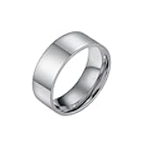 Unisex Stainless Steel Minimalist Polished Finish Pipe Cut Flat Dome Wedding Band Ring 2mm 4mm 6mm 8mm 10mm