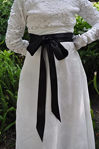Wedding Ribbon Sash Bridal Sash Belt (Black) #TOP1