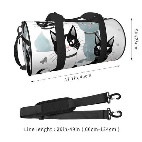 Travel Bag For Women,Black And White Cats Print Personal Item Duffle Bags,Weekend Travel Duffel Tote Bag,Travel Sport Gym Bag For Men,Airplane Travel Essentials For Flying4