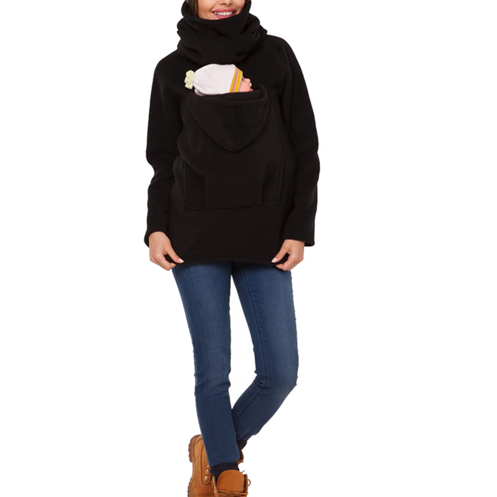 amropi Mujer Sudadera Capucha Portador de Bebé Forro Polar Canguro Portabebé Chaqueta
