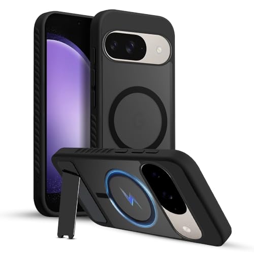 Image of KARWAN?Ultra Hybrid Matte Back Cover Case Compatible with Stand Magnetic for Google Pixel 10 | Mag-Safe Wireless Charging | Camera Bump Protection -(Black)