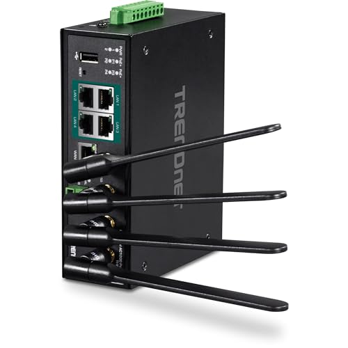 Image of TRENDnet Industrial AC1200 Wireless Gigabit PoE+ Router, TI-WP100, IP30 Housing, Dual-WAN, Dual-Band WiFi, VPN, Inter-VLAN Routing