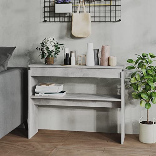 Festnjght Mesa de Consola con Estantes, Mesa de Entrada, Consola Auxiliar Moderna, Mueble Recibidor, para Salón, Entrada, Pasillo - Gris Hormigón 102 x 30 x 80 cm