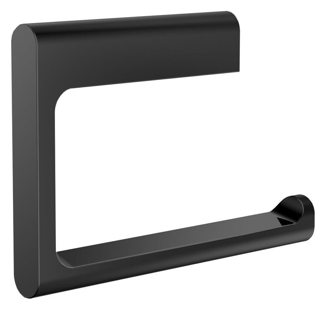 Portarrollos para baño sin taladro con diseño accesible y acabado negro