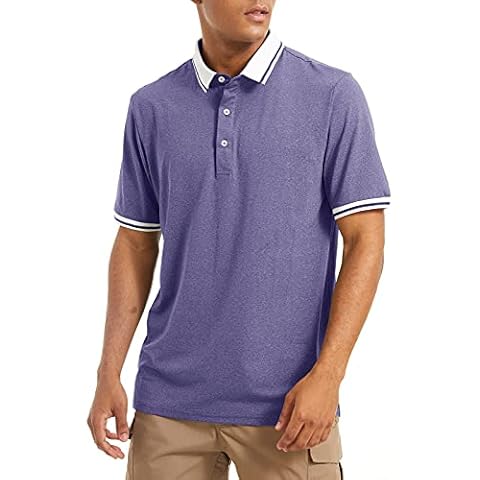Lacsinmo Men's Golf Shirts Short Sleeve Shirts Lightweight Breathable Polo Purple Cover