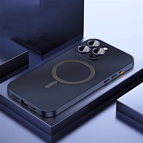 iPhone 17 Pro Max 17 Air 17 Pro用 アルミメタルフレーム マグネットケース ワイヤレス充電 PCバックボードカバー チタンブルー iPhone 17 Air用