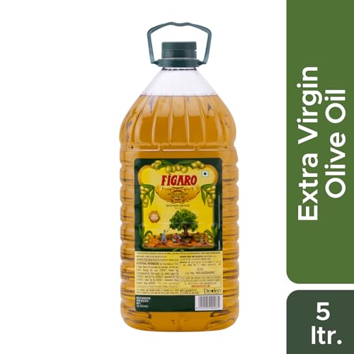 Image of Figaro Extra Virgin Olive Oil- 100% Natural and Cold Extracted- Perfect for Salad, Paratha, Marinade- Imported from Spain- 5L Jar (Pack of 3)