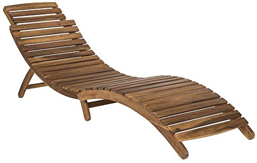 SAFAVIEH Outdoor Collection Pacifica Natural Brown Solid Wood/Beige Cushion 3-Piece Chaise Lounge Set with Table (PAT7020B) - Thumbnail 7