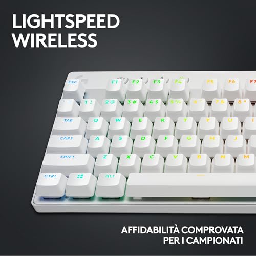 PRO X TKL LIGHTSPEED tastiera gaming wireless, design ultraportatile senza tastierino numerico, LIGHTSYNC RGB, tasti PBT, switch tattili (GX Brown), US International QWERTY, PC - Bianco - Tastiera gaming - Immagine 2