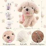 ANBOOR 6pcs 12cm Hunde-Plüschtiere, süßes Hundewelpen-Plüschtier mit Schal, Duftende Teddys, kleine Plüschtiere mit Schlüsselanhänger, weiches Plüsch-Hundespielzeug (braun, weiß, Hellbraun)