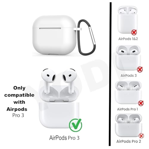Image of YODI Case Cover for Airpods Pro|Pro 2|Airpods Pro 3|Airpods 4 Pouch, Silicone Cases with Cleaner Kit 360 Drop Protection,Shock-Resistant ((SILI-White), Airpods Pro 3 (2025))