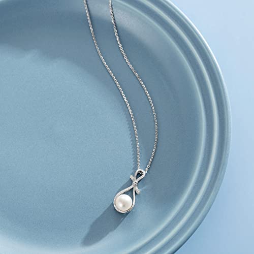 Fancime June Birthstone Necklace Infinity Pearl Necklace 9-10Mm Genuine Freshwater Pearl In Sterling Silver Pearl Gifts Fine Jewelry For Women #TOP3