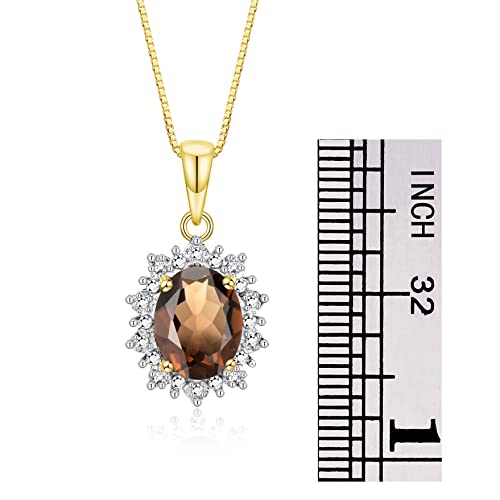 Image of Rylos Women's Yellow Gold Plated Silver Princess Diana Ring & Pendant Set. Gemstone & Diamonds, 9X7MM Birthstone. Matching Friendship Jewelry, Sizes 5-10.