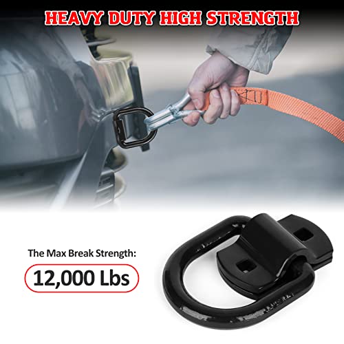 AUTOBOTS 1/2" Heavy Duty Weld-On Forged D Ring, 12000Lbs Break Strength Tie Down Anchors Hooks, for Trailers, Trucks, and Cargo Tie Downs (Pack of 4) Black
