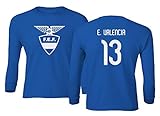 National Soccer 2021 Ecuador #13 Enner Valencia South American Cup Boys Girls Youth Long Sleeve T-Shirt (Royal, Youth - Small)