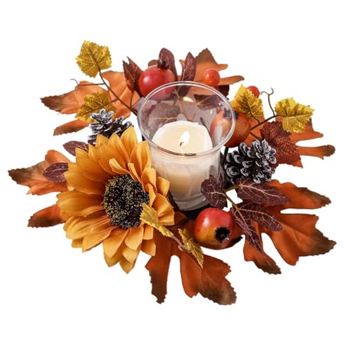Anelli con ghirlande di candele,ghirlanda di candele autunnali,Decorazioni da tavolo portacandele ghirlanda - Centrotavola per decorazioni da tavola, ghirlande di anelli di candele di girasole da 9,84