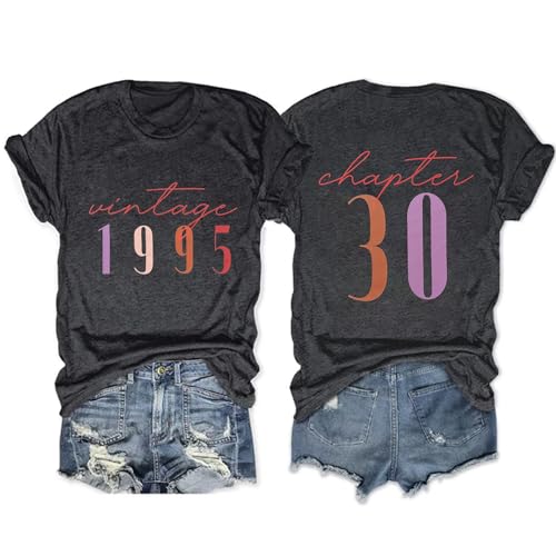 30th Birthday Shirts for Women Vintage 1995 T-Shirt Casual Short Sleeve 30 Years Old Birthday Party Tee Tops