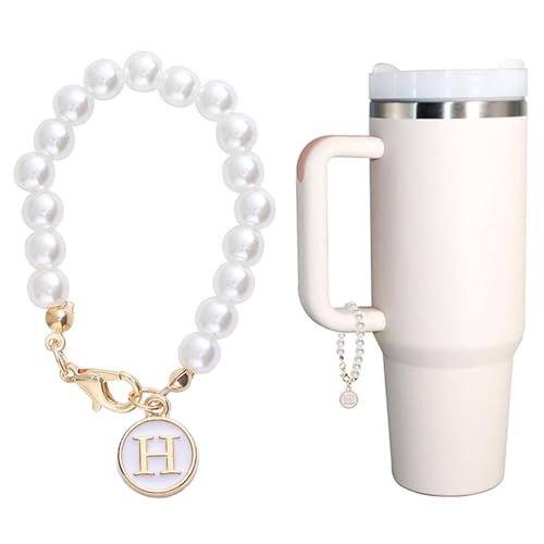 Letter Charm Accessories for Stanley Cup, Pearl Chain Initial Nam...