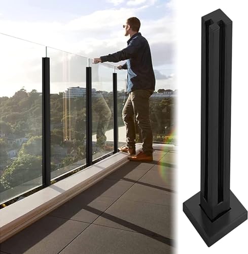 Poste de barandilla de Vidrio cuadrado negro para terraza y balcón con diseño personalizable
