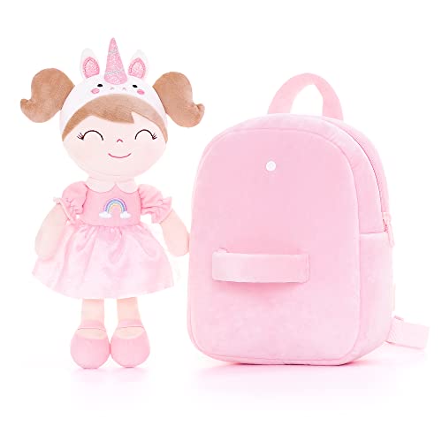 Image of Gloveleya Back to School Gifts for Girls Toddler Backpack Kids Backpack soft unicorn Girl Doll Backpacks pink 9 inch