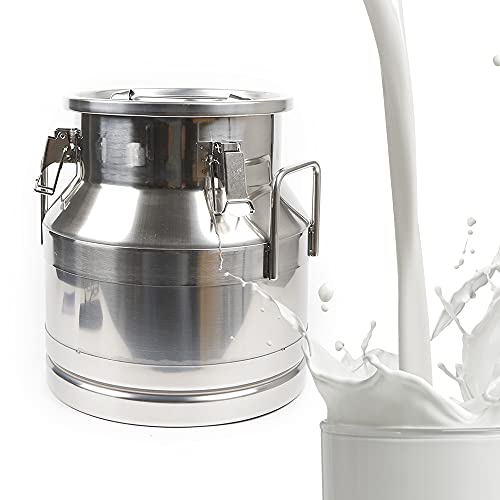 Stainless Steel Milk Can,12L-60L Milk Bucket Wine Pail Bucket with Sealed Lid,Milk Can Tote Jug for Milk Wine Liquid Storage Container (5 Gal/20 L)