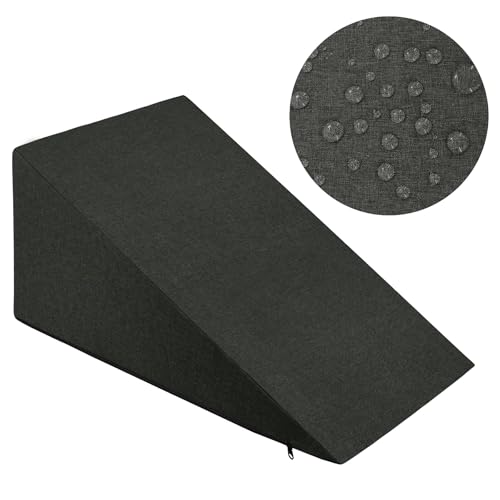 Domarex Hunderampe 65x30x40 cm – wasserdichte Hunde Rampe - Anti-Rutsch - stabile Hundetreppe für kleine und mittlere Hunde - waschbarer Bezug - rutschfest - Grau