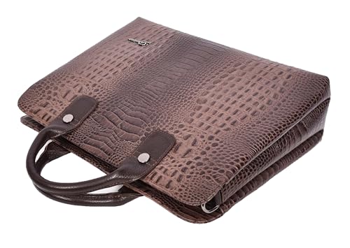 Sac à main cuir véritable imprimé écossais femme A4 large - 5