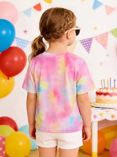 Image of Girls' Birthday Girl Letter Print T-Shirt with Bracelet, Pink, Size 4-12Y, Short Sleeve