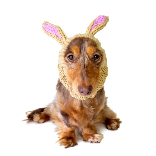 Zoo Snoods Jack Rabbit Costume - Knit Dog Snood Ear Wrap for Pets, Warm Neck Cover for Halloween and Winter (Small)