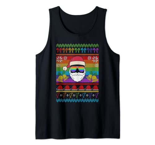 Papá Noel LGBTQ Suéter navideño feo Orgullo gay Derechos trans Camiseta sin Mangas