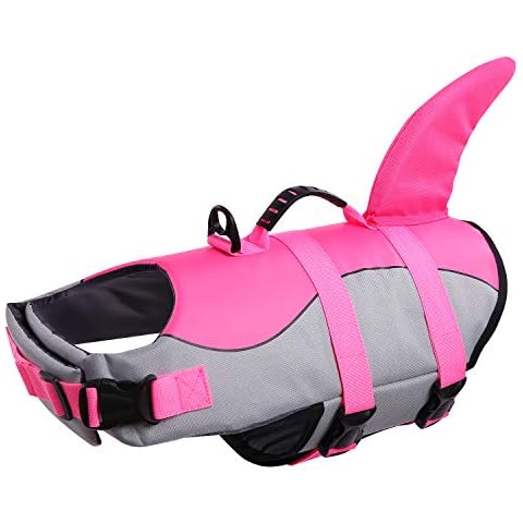 CITÉTOILE Hunde Schwimmweste Mit Weichem Griff Rettungsweste Schwimmkörper für Haustier Schwimmen Rafting Boot Fahren Surfen Training Gewässern, XS-XXL Pink Cover