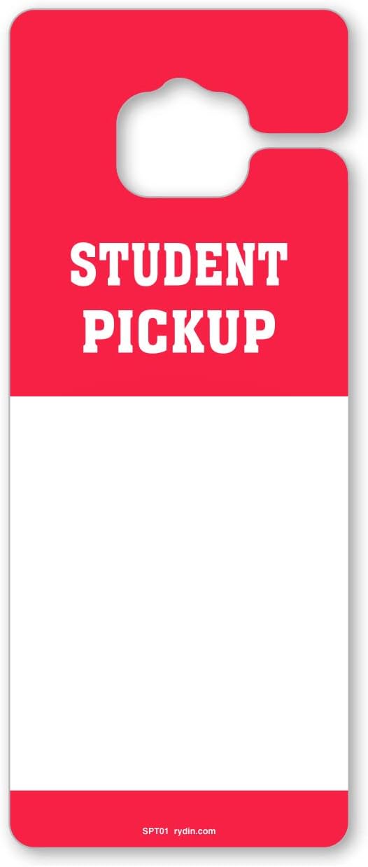 RYDIN 3.25W x 8H Student Pickup Safe Dismissal Thick Rearview Mirror Hang Tags (Pack of 50) – Vehicle Hang Tags – Car Hang Tags for Schools, Daycares, After School Programs and More (Blue)
