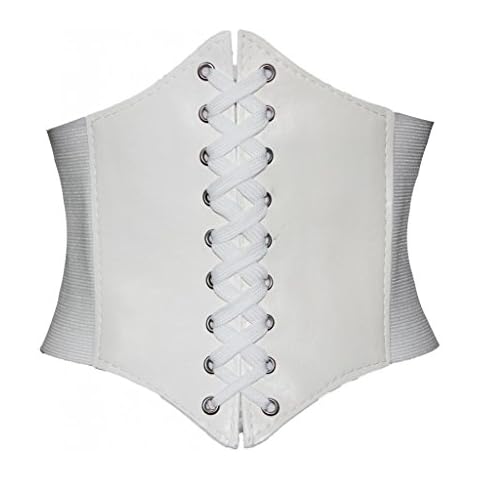 Alivila.Y Fashion Womens Faux Leather Underbust Corset Belt Bustier A13-White Cover