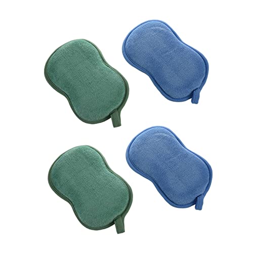 KVSERT Natural Bamboo Baby - Paquete de 4 esponjas ultra suaves y absorbentes, color verde y azul