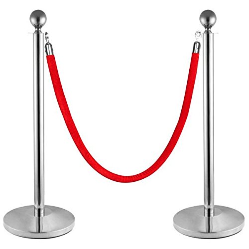 2Pack Stainless Steel Crowd Control Stanchions Barriers Velvet Rope