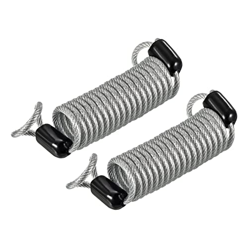 PATIKIL Security Steel Cable 2.5mm x 1m/3.28ft Coated Spring Luggage Lock Wire Rope with Double Loop Transparent 2 Pack