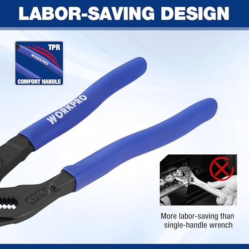 Image of WORKPRO Pliers Wrench Set, 7 & 10-Inch CR-V Construction Wrench Pliers
