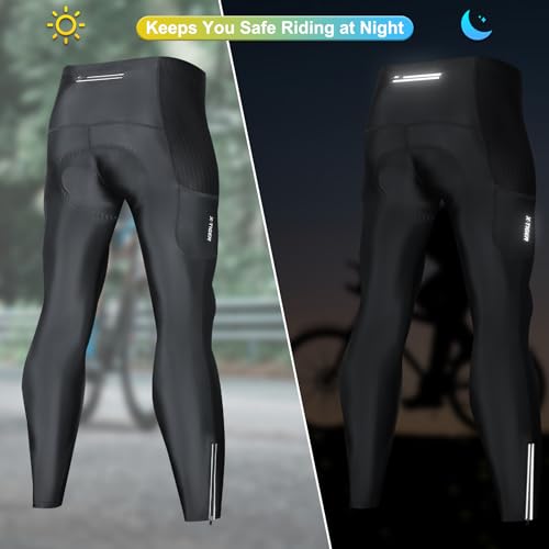 X-TIGER Fahrradhose Herren Lang mit 5D Sitzpolster,Radlerhose Herren Lang Atmungsaktive Schnelltrocknende Radhose mit 3 Taschen
