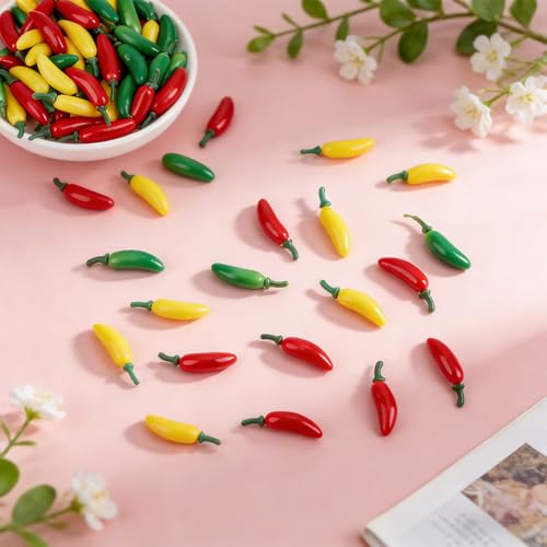 Chiles artificiales pequeños para decorar cocinas sin problemas de insectos ni deterioro 5