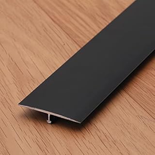 Self Adhesive Aluminum Floor Transition Strip for Wood to Carpet/Laminate to Floor Tiles, T Molding Cuttable Floor Reducer Carpet Trims, 37/40/45/49/53/57/inch Long, Black, 90cm/35.4in