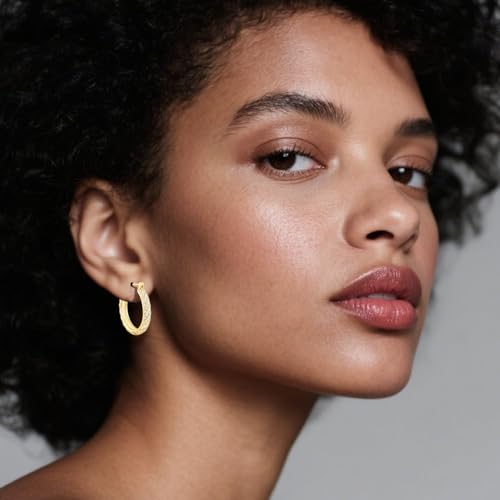 14K Gold Hoop Earrings for Women 14K Gold Earrings Jewelry Spiral Cubic Zirconia Thick Hoops Hypoallergenic Womens Huggie Earring 25/30MM2