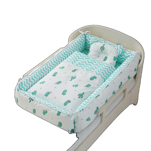 Brfveobい寝ベッド 赤ちゃん 寝具 新生児 ベビーマット (枕、ベッド、掛布団付き) 簡易ベッド 通気性 取り外し 洗える可能 0〜36ヶ月 ベビークッション 赤ちゃん 長く活用 安全 安心 出産祝い (イチゴパウダー) (21)